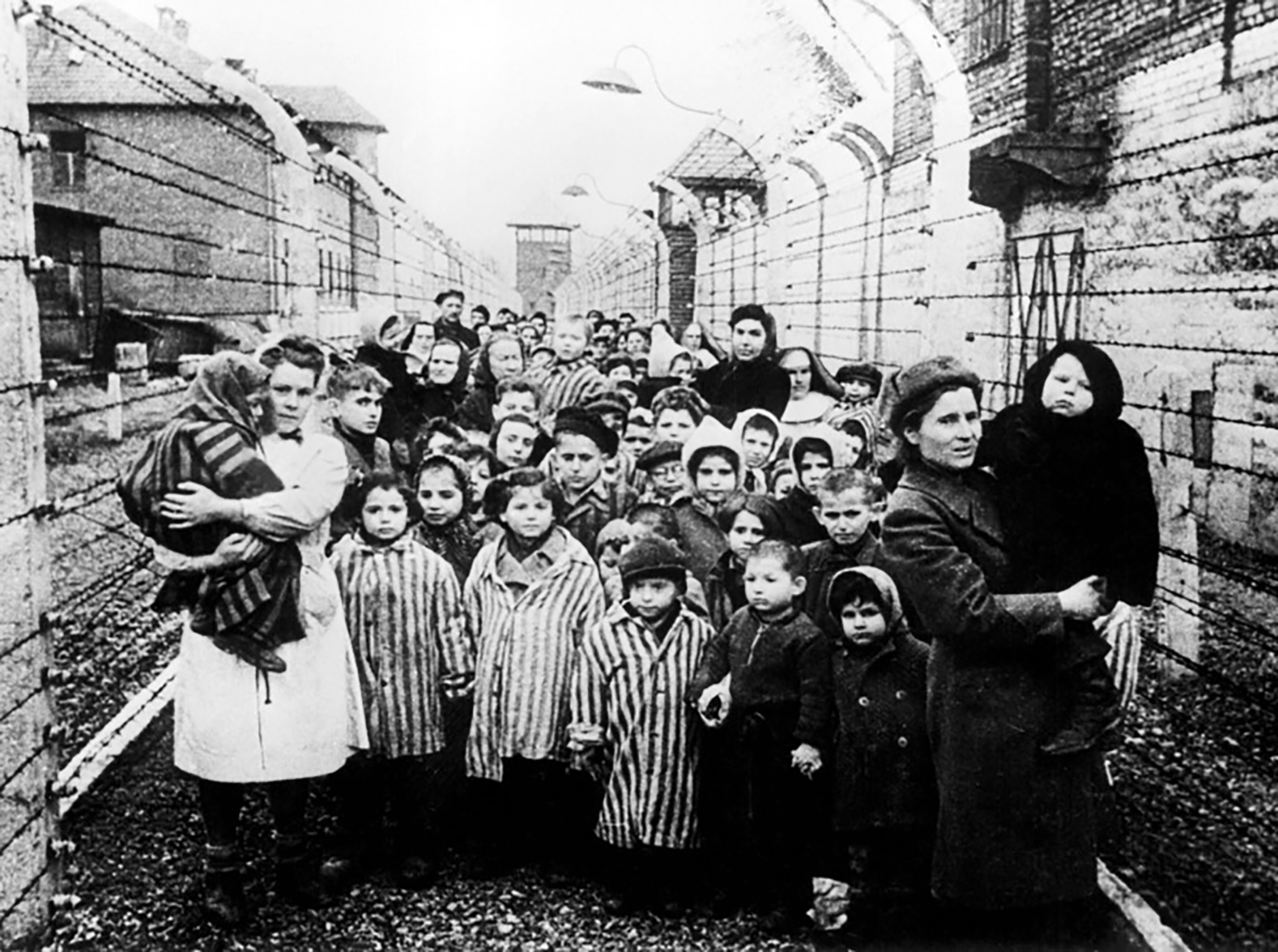 Children liberated in the Auschwitz concentration camp, 1945