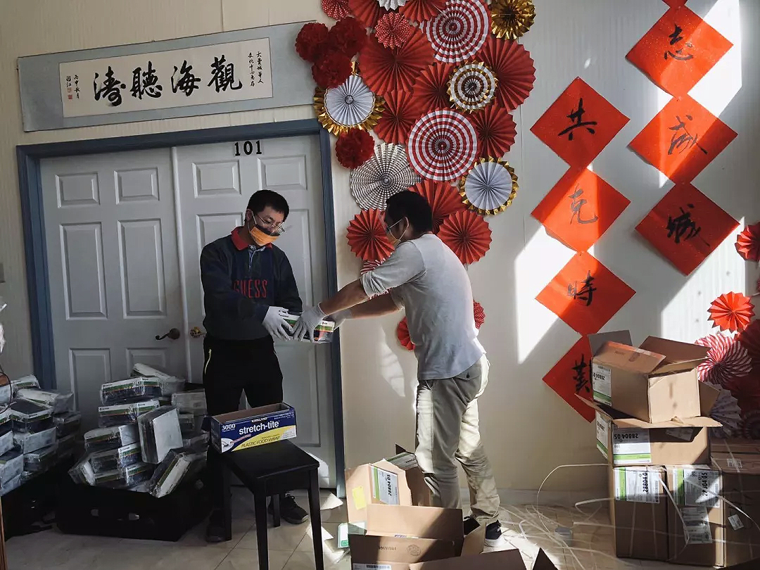 Supplies being handed to someone inside a Chinese language school