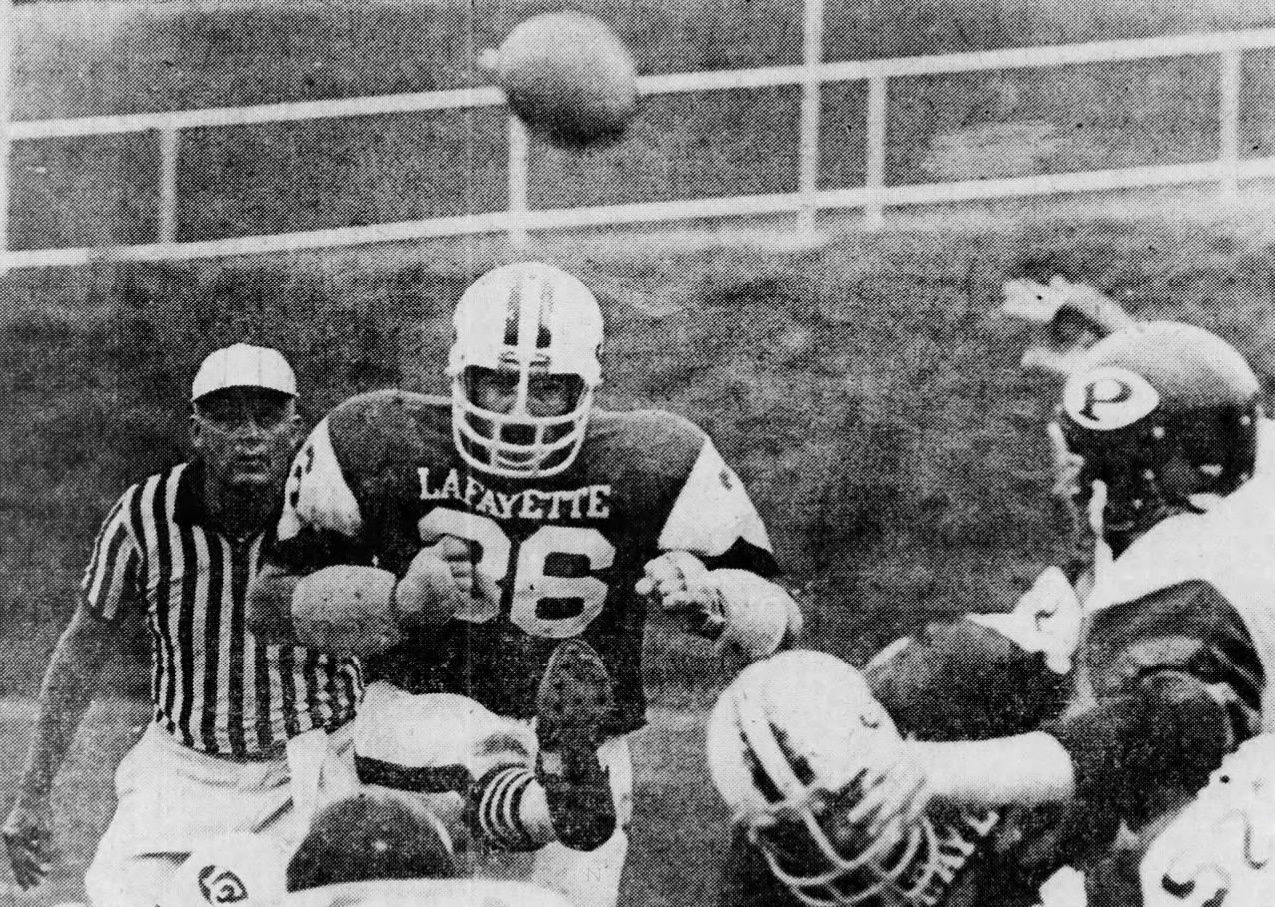 Lafayette's Eugene Thaw kicks the game-winning field goal against Penn on Sept. 29, 1973.