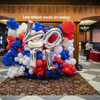 A display of balloons that read VOTE in Houston Hall.