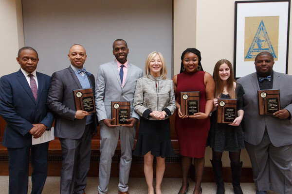 Amy Gutmann and winners of the Community Involvement Awards