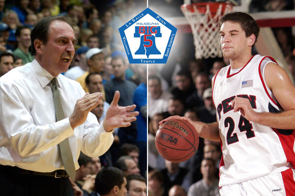 A composite of former men's basketball coach Fran Dunphy and former standout forward Mark Zoller.