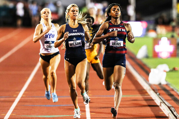 Nia Akins competes at the NCAA Outdoor Championships.